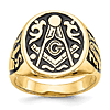 10k Yellow Gold Jumbo Blue Lodge Signet Ring with Open Back