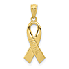 10k Yellow Gold Hope Ribbon Pendant 3/4in