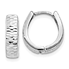 10k White Gold 1/2in Oval Hinged Hoop Earrings With Textured and Polished Finish