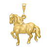 10k Yellow Gold Walking Horse Pendant with Satin Finish 1in