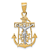 10k Two-tone Gold Classic Mariners Cross Pendant 3/4in