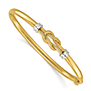 14k Two-tone Gold Knot Hinged Bangle Bracelet