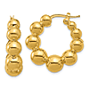 14k Yellow Gold Graduated Ball Hoop Earrings