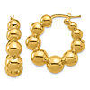 14k Yellow Gold Graduated Bead Hoop Earrings