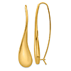 14k Yellow Gold Puffed Teardrop Wire Threader Earrings 2.2in