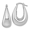 14k White Gold Puffed Tapered Oval Hoop Earrings