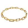 14k Yellow Gold Flat Oval Link Bracelet With Polished and Textured Finish 7.5in
