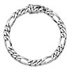 14k White Gold Men's 8.5in Figaro Link Bracelet 7.8mm Wide