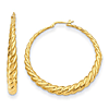 Herco 14k Yellow Gold Large Graduated Twisted Hoop Earrings 2.25in