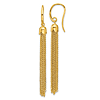 14k Yellow Gold Classic Tassel Dangle French Wire Earrings 2.5in