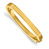 14k Yellow Gold Solid Square Bangle Bracelet 6.75in