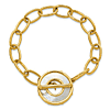 14k Yellow Gold Mother of Pearl and Oval Link Toggle Bracelet