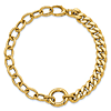 14k Yellow Gold 50/50 Curb and Cable Link with Charm Holder Bracelet 7.5in
