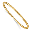 14k Yellow Gold Polished and Textured Square Hinged Bangle Bracelet