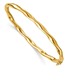 14k Yelllow Gold Twisted Wavy Hinged Bangle Bracelet