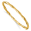 14k Yelllow Gold Twisted Wavy Hinged Bangle Bracelet 6.75in