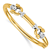 14k Two-tone Gold Shackle Link Hinged Bangle Bracelet