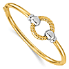 14k Two-tone Gold Twisted Circle Bangle Bracelet 6.5in