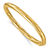 14k Yellow Gold Polished and Twisted Hinged Bangle Bracelet 6.75in