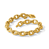 14k Yellow Gold Satin and Textured Double Oval Link Bracelet 7.75in