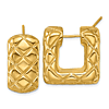 14k Yellow Gold Quilted Square Hoop Earrings 7/8in