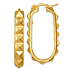 14k Yellow Gold Oval Pointed Hoop Earrings 1.75in