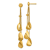 14k Yellow Gold Triple Curved Teardrop Dangle Earrings