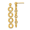 14k Yellow Gold Round Link Dangle Earrings 1.5in