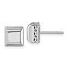 14k White Gold Beveled Edge Square Post Earrings With Fancy Gallery