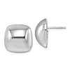 14k White Gold Domed Square Button Earrings