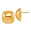 14k Yellow Gold Domed Square Button Earrings