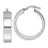 14k White Gold 1in Flat Round Hoop Earrings 6.5mm Thick
