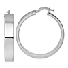14k White Gold 1.3in Flat Round Hoop Earrings 6.5mm Thick