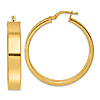 14k Yellow Gold 1.3in Flat Round Hoop Earrings 6.5mm Thick