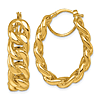 14k Yellow Gold Oval Curb Link Hoop Earrings 1.25in