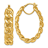 14k Yellow Gold Oval Curb Link Hoop Earrings 1.5in
