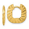 14k Yellow Gold Diamond-cut Wide Square Hoop Earrings
