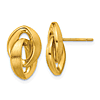 14k Yellow Gold Small Polished and Brushed Double Navette Post Earrings