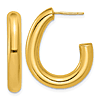14k Yellow Gold 1in Tube J Hoop Earrings 5mm Thick