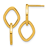 14k Yellow Gold Navette Link Dangle Earrings