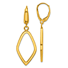 14k Yellow Gold Navette Hoop Leverback Dangle Earrings 1.75in