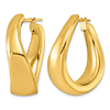 14k Yellow Gold Twisted U-Shape Hoop Earrings 1.2in