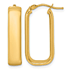 14k Yellow Gold Elongated Rectangular Hoop Earrings 1in
