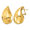 14k Yellow Gold Large Faceted Teardrop Earrings with Omega Backs