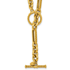 14k Yellow Gold T Bar Necklace with Textured Polished Mixed Links
