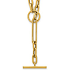 14k Yellow Gold T Bar Necklace with Polished Paper Clip and Oval Cable Links 24in