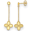 14k Yellow Gold Clover Chain Link Drop Earrings