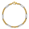 14k Two-tone Gold Long and Short Oval Cable Link Bracelet 7.75in