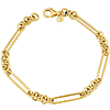 Herco 14k Yellow Gold 7.5in Mixed Paper Clip and Round Link Bracelet 5.3mm Wide