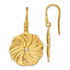 14k Yellow Gold Diamond Swirl Flower Dangle Earrings